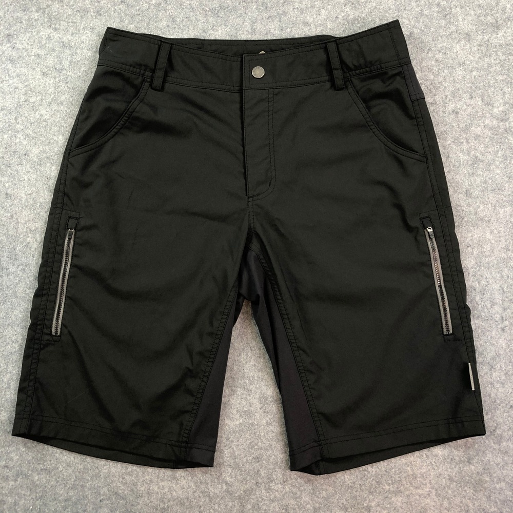 Club Ride Mens Shorts Medium Black Cargo Zip Pocket Adjustsble Waist Cycling